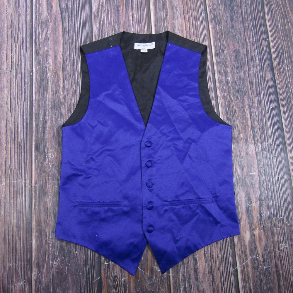 Suit Vest Vesuvio Napoli Mens‎ Small Blue Belted Tuxedo Waistcoat Wedding
